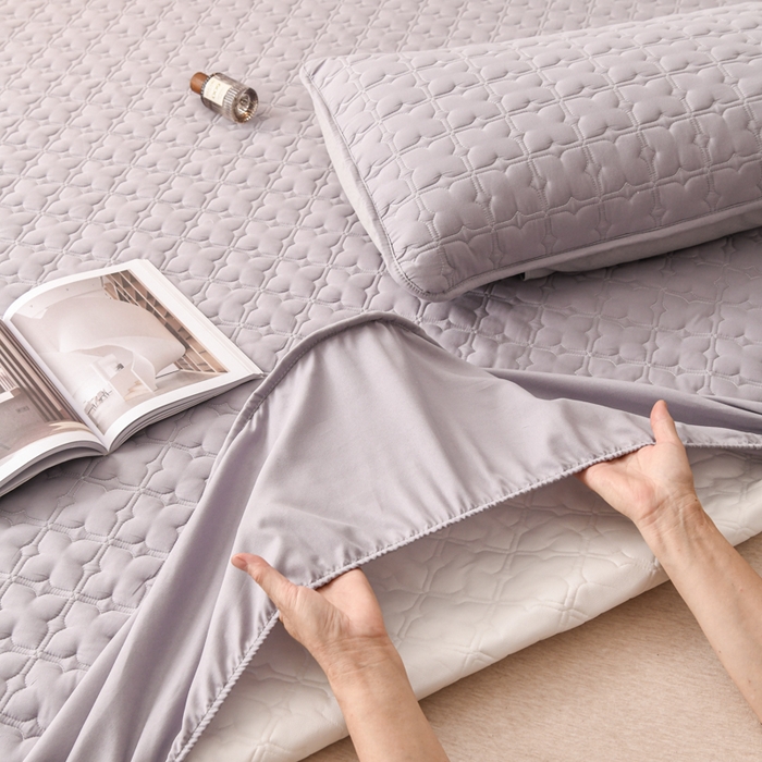 91家纺网 家纺一手货源 找家纺 小萌虎 2025新款防水夹棉单品床笠-星愿 星愿-灰