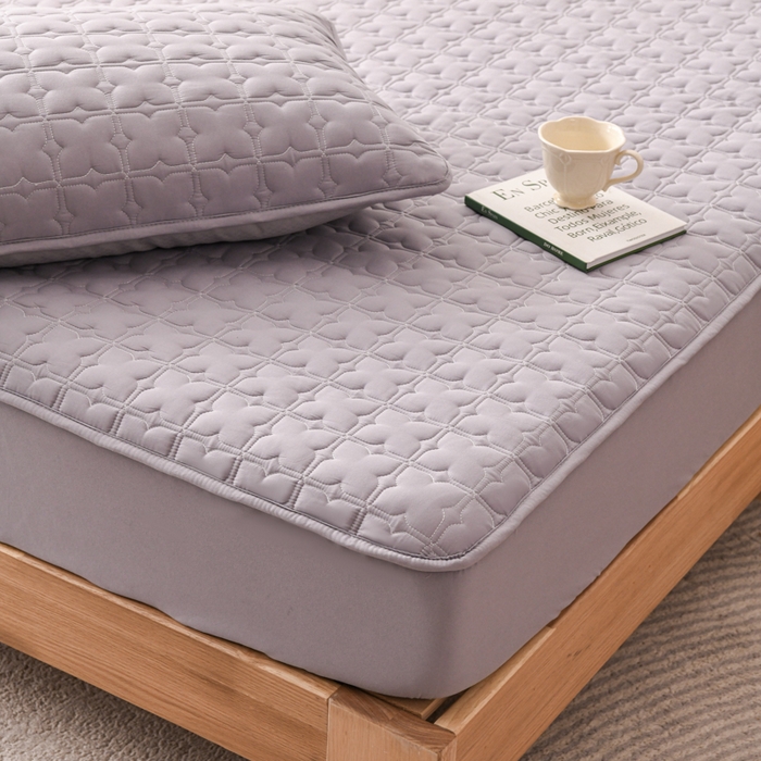 91家纺网 家纺一手货源 找家纺 小萌虎 2025新款防水夹棉单品床笠-星愿 星愿-灰