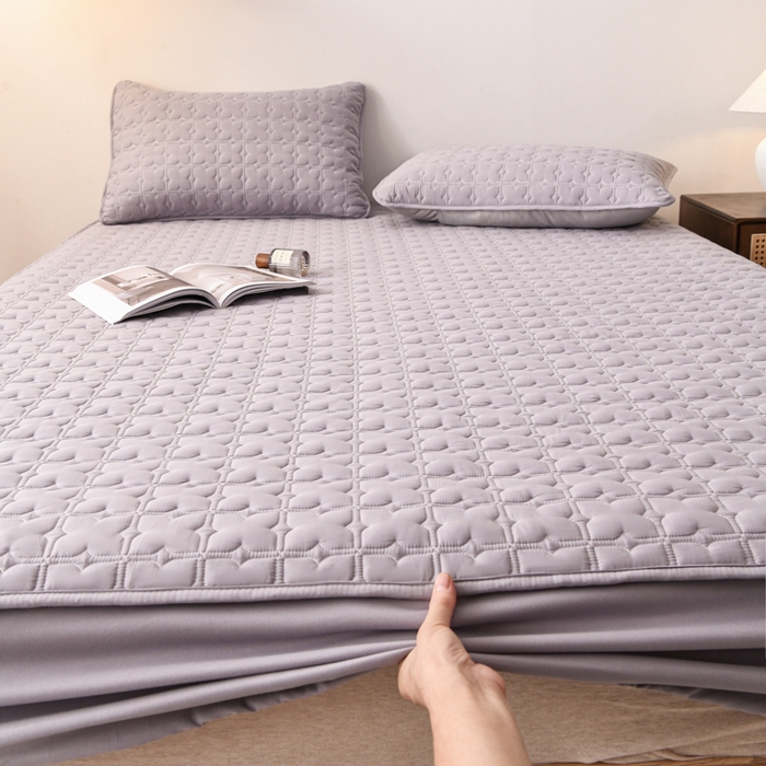 91家纺网 家纺一手货源 找家纺 小萌虎 2025新款防水夹棉单品床笠-星愿 星愿-灰