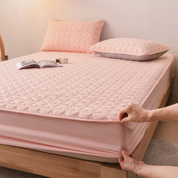 91家纺网 家纺一手货源 找家纺 小萌虎 2025新款防水夹棉单品床笠-星愿 星愿-粉