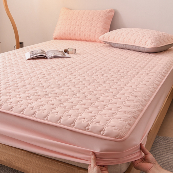 91家纺网 家纺一手货源 找家纺 小萌虎 2025新款防水夹棉单品床笠-星愿 星愿-粉