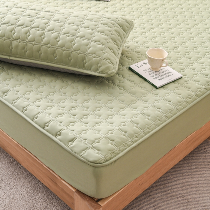 91家纺网 家纺一手货源 找家纺 小萌虎 2025新款防水夹棉单品床笠-星愿 星愿-果绿