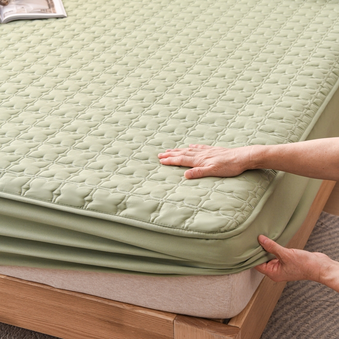 91家纺网 家纺一手货源 找家纺 小萌虎 2025新款防水夹棉单品床笠-星愿 星愿-果绿