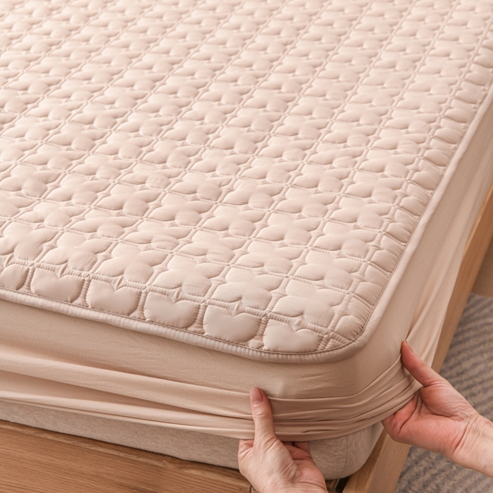 91家纺网 家纺一手货源 找家纺 小萌虎 2025新款防水夹棉单品床笠-星愿 星愿-咖