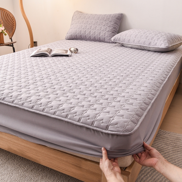 91家纺网 家纺一手货源 找家纺 小萌虎 2025新款防水夹棉单品床笠-星愿 星愿-灰