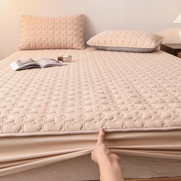 91家纺网 家纺一手货源 找家纺 小萌虎 2025新款防水夹棉单品床笠-星愿 星愿-咖