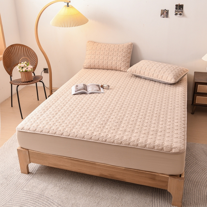 91家纺网 家纺一手货源 找家纺 小萌虎 2025新款防水夹棉单品床笠-星愿 星愿-咖