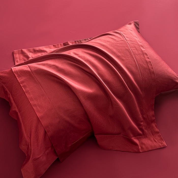 91家纺网 家纺一手货源 找家纺 置顶家纺 2025新款亲肤数码印花四件套-婚庆系列 幸遇你-安克拉红