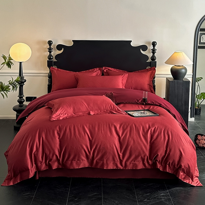 置顶家纺 2025新款亲肤数码印花四件套-婚庆系列 幸遇你-安克拉红