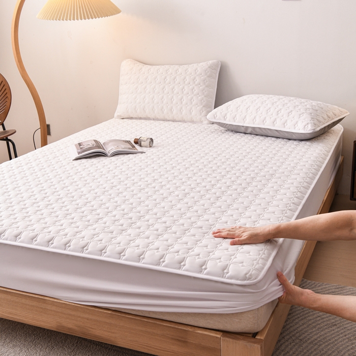 91家纺网 家纺一手货源 找家纺 小萌虎 2025新款防水夹棉单品床笠-星愿 星愿-白