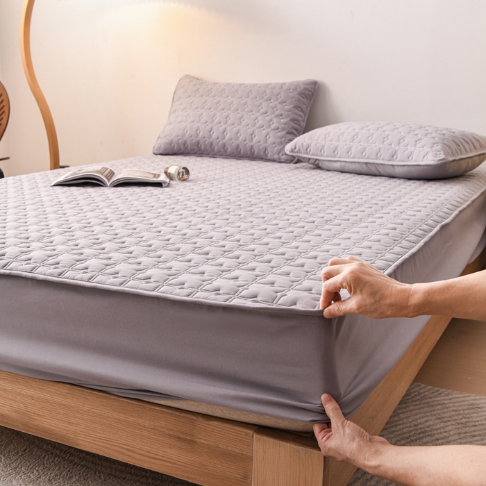 91家纺网 家纺一手货源 找家纺 小萌虎 2025新款防水夹棉单品床笠-星愿 星愿-灰