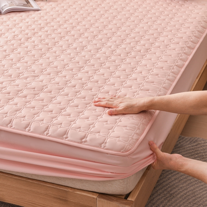 91家纺网 家纺一手货源 找家纺 小萌虎 2025新款防水夹棉单品床笠-星愿 星愿-粉