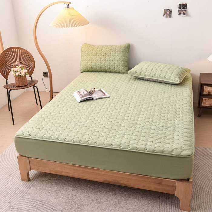 91家纺网 家纺一手货源 找家纺 小萌虎 2025新款防水夹棉单品床笠-星愿 星愿-果绿