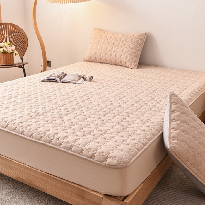 91家纺网 家纺一手货源 找家纺 小萌虎 2025新款防水夹棉单品床笠-星愿 星愿-咖