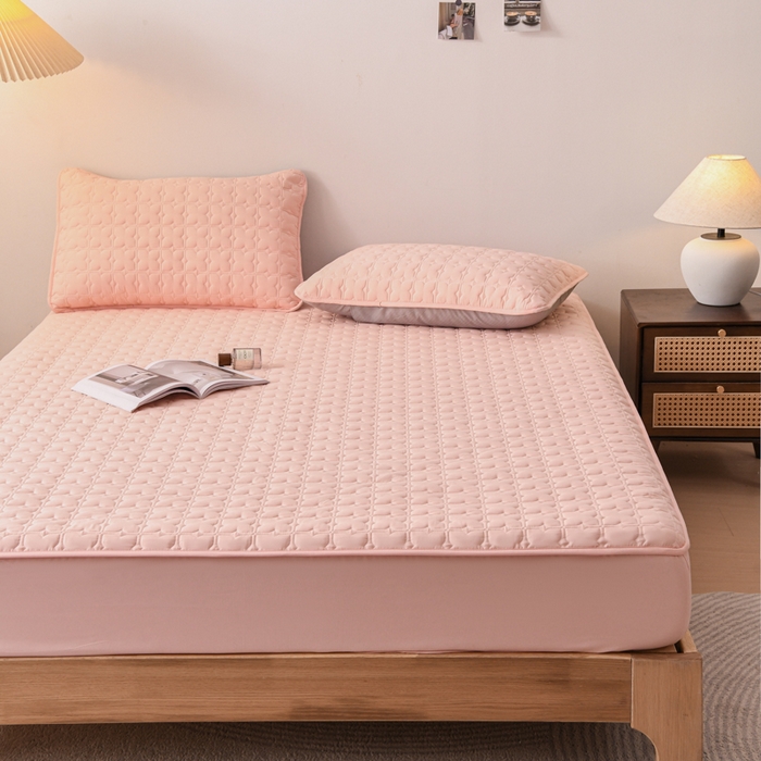 91家纺网 家纺一手货源 找家纺 小萌虎 2025新款防水夹棉单品床笠-星愿 星愿-粉