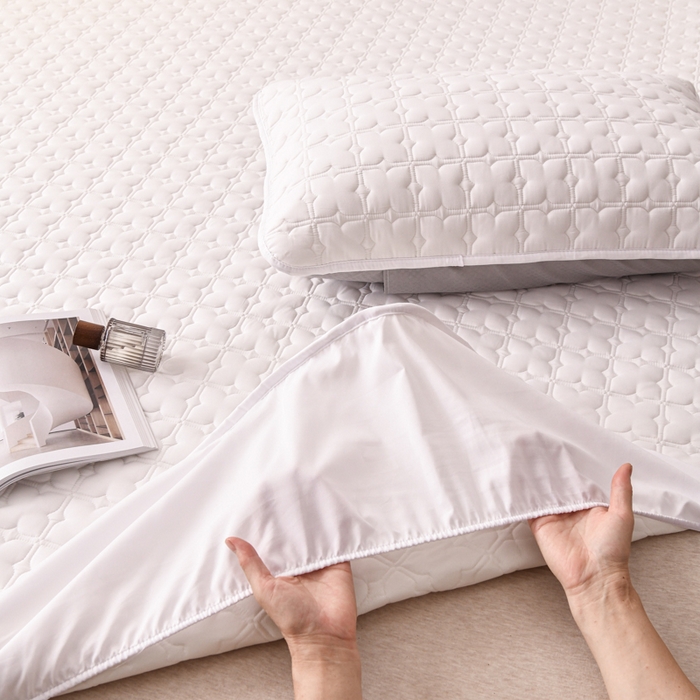 91家纺网 家纺一手货源 找家纺 小萌虎 2025新款防水夹棉单品床笠-星愿 星愿-白