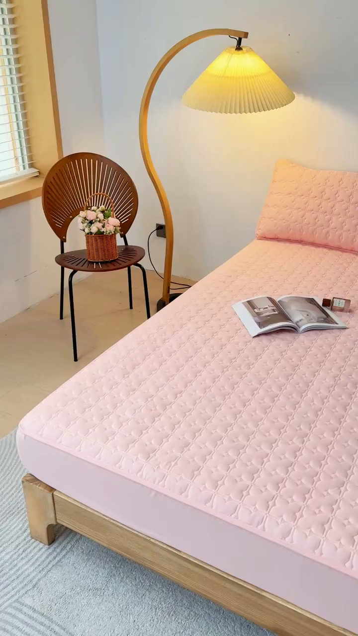 91家纺网 家纺一手货源 找家纺 小萌虎 2025新款防水夹棉单品床笠-星愿 星愿-粉