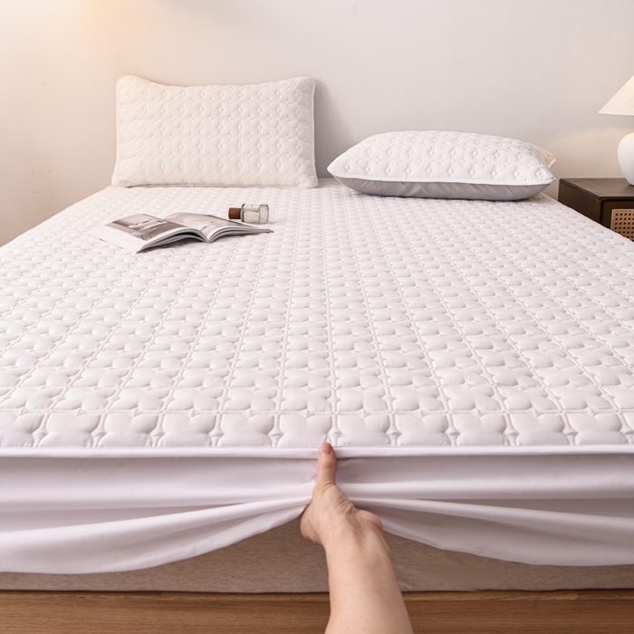 91家纺网 家纺一手货源 找家纺 小萌虎 2025新款防水夹棉单品床笠-星愿 星愿-白