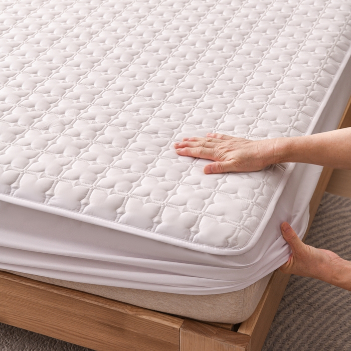 91家纺网 家纺一手货源 找家纺 小萌虎 2025新款防水夹棉单品床笠-星愿 星愿-白