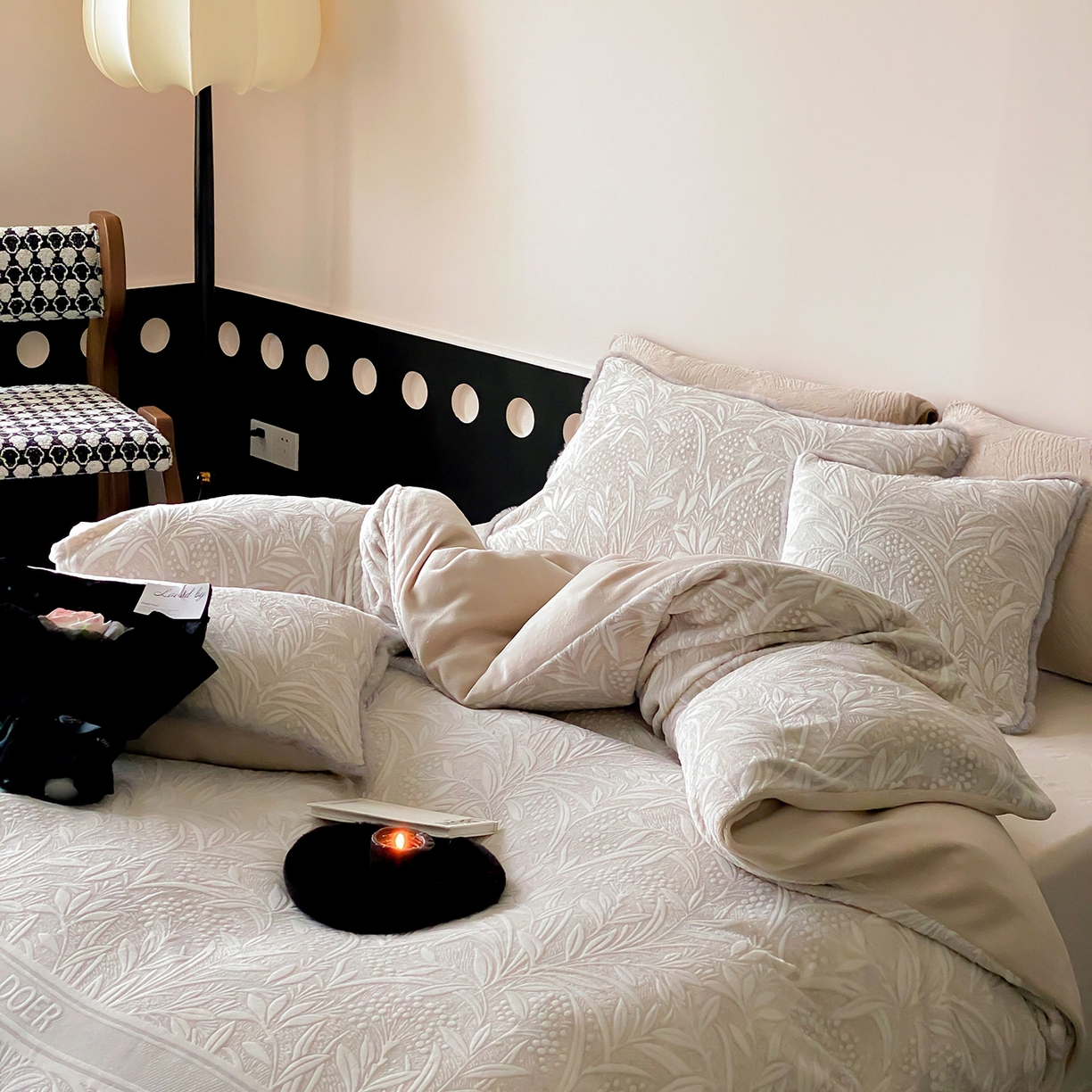 91家纺网 家纺一手货源 找家纺 （总）玉宇阁家居 2025新款230g高克重牛奶绒立体双色提花雕花四件套-云初（178/248/268/268/268/288（券后控价） 床笠款套件可定制（适用于 10-22cm 高床垫））