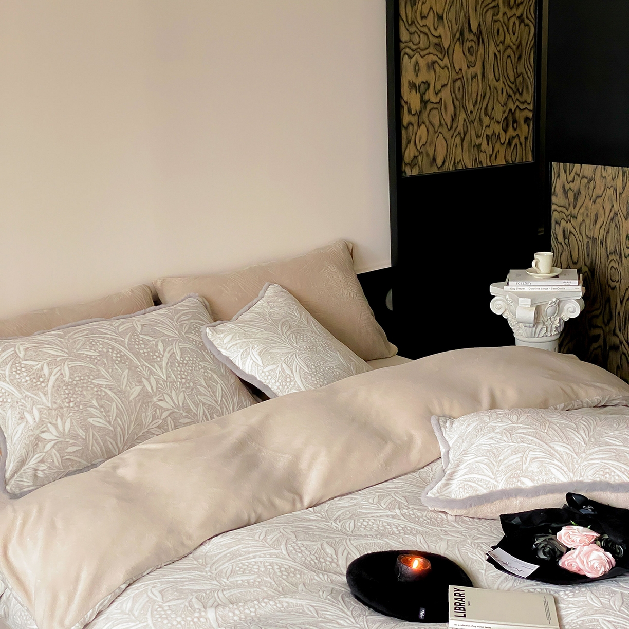 91家纺网 家纺一手货源 找家纺 （总）玉宇阁家居 2025新款230g高克重牛奶绒立体双色提花雕花四件套-云初（178/248/268/268/268/288（券后控价） 床笠款套件可定制（适用于 10-22cm 高床垫））