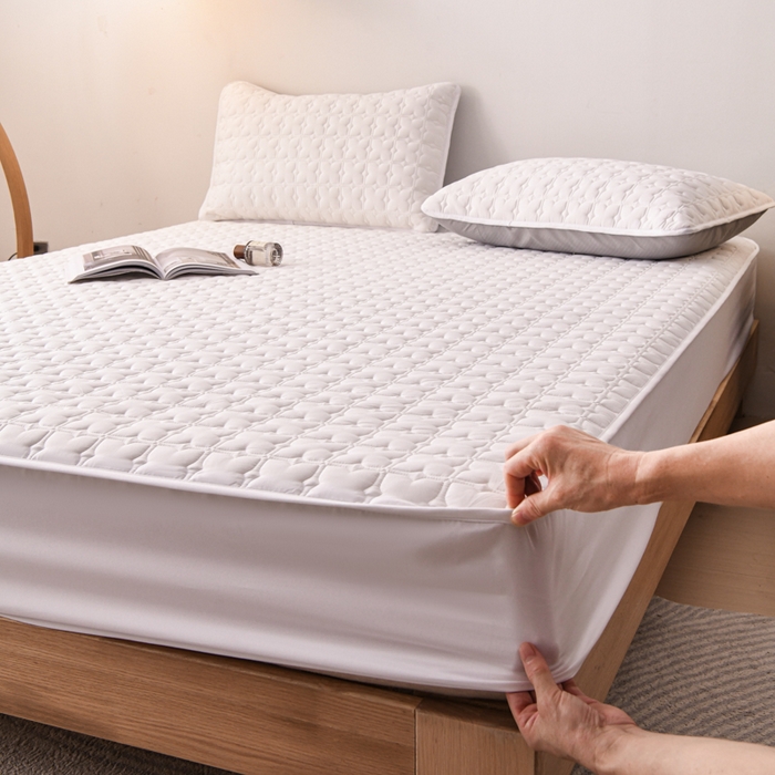 91家纺网 家纺一手货源 找家纺 小萌虎 2025新款防水夹棉单品床笠-星愿 星愿-白