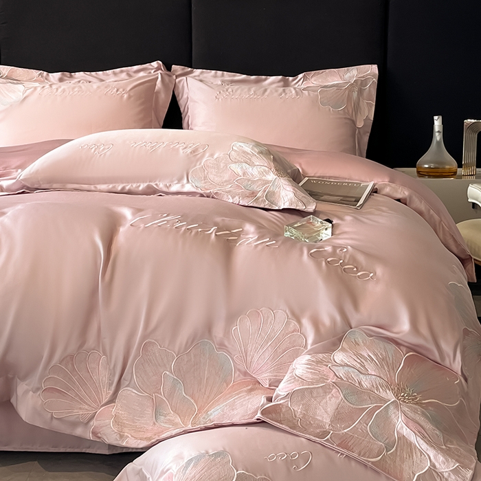 91家纺网 家纺一手货源 找家纺 置顶家纺 2025新款COCO小姐升级版水洗天丝四件套系列 COCO小姐升级版-浅豆沙