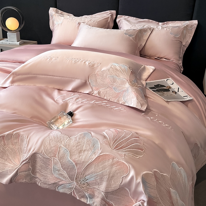 91家纺网 家纺一手货源 找家纺 置顶家纺 2025新款COCO小姐升级版水洗天丝四件套系列 COCO小姐升级版-浅豆沙