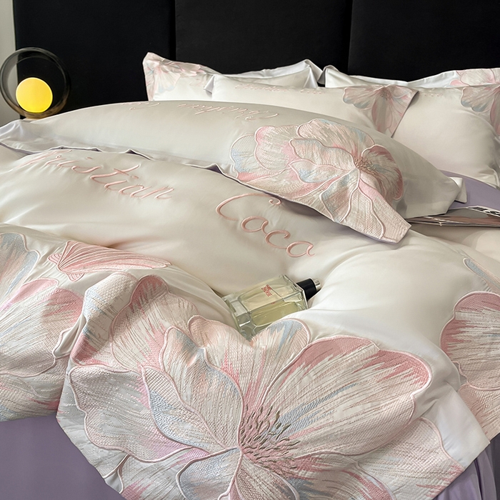 91家纺网 家纺一手货源 找家纺 置顶家纺 2025新款COCO小姐升级版水洗天丝四件套系列 COCO小姐升级版-白+香芋紫