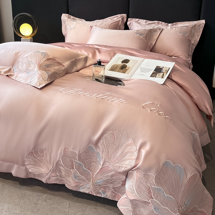 91家纺网 家纺一手货源 找家纺 置顶家纺 2025新款COCO小姐升级版水洗天丝四件套系列 COCO小姐升级版-浅豆沙