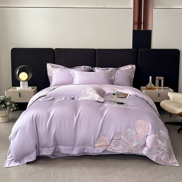 91家纺网 家纺一手货源 找家纺 置顶家纺 2025新款COCO小姐升级版水洗天丝四件套系列 COCO小姐升级版-香芋紫