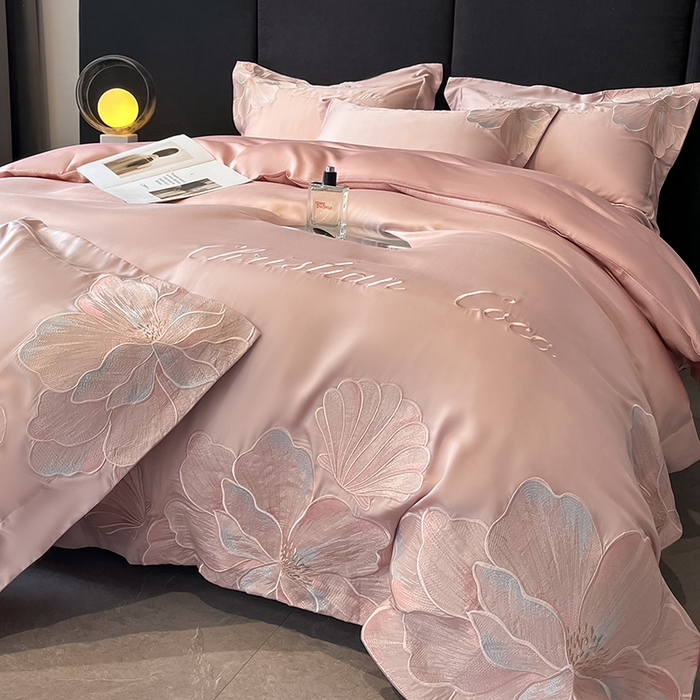 91家纺网 家纺一手货源 找家纺 置顶家纺 2025新款COCO小姐升级版水洗天丝四件套系列 COCO小姐升级版-浅豆沙