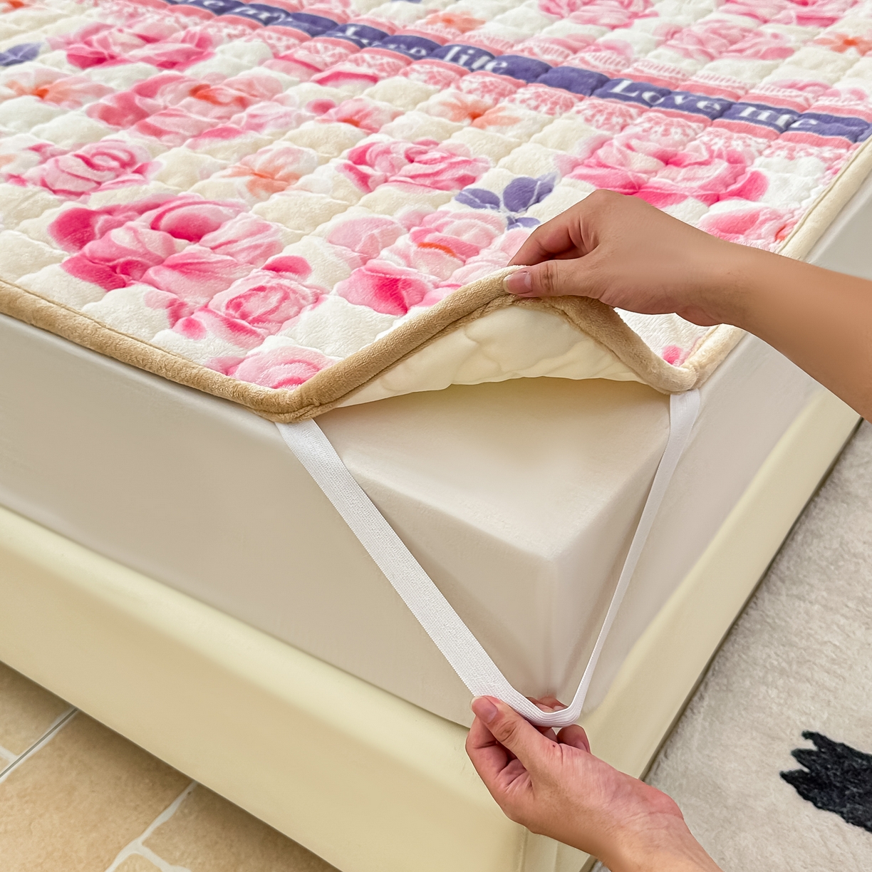 91家纺网 家纺一手货源 找家纺 （总）棉森家纺 2025新款亲肤舒适高克重牛奶绒夹棉床褥床垫垫子