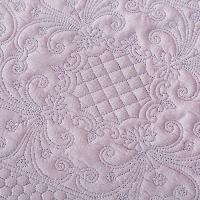 91家纺网 家纺一手货源 找家纺 OL家纺 2025新款全棉夹棉床盖三件套-欧花系列 茄花紫