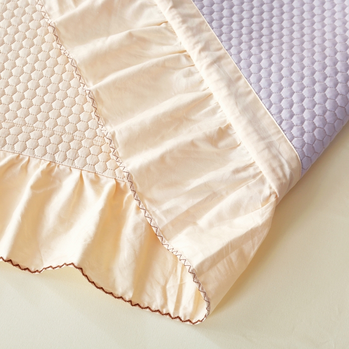 91家纺网 家纺一手货源 找家纺 OL家纺 2025新款全棉夹棉床盖三件套-欧花系列 杏仁黄