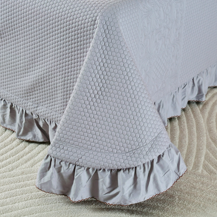 91家纺网 家纺一手货源 找家纺 （总）OL家纺 2025新款全棉夹棉床盖三件套-欧花系列