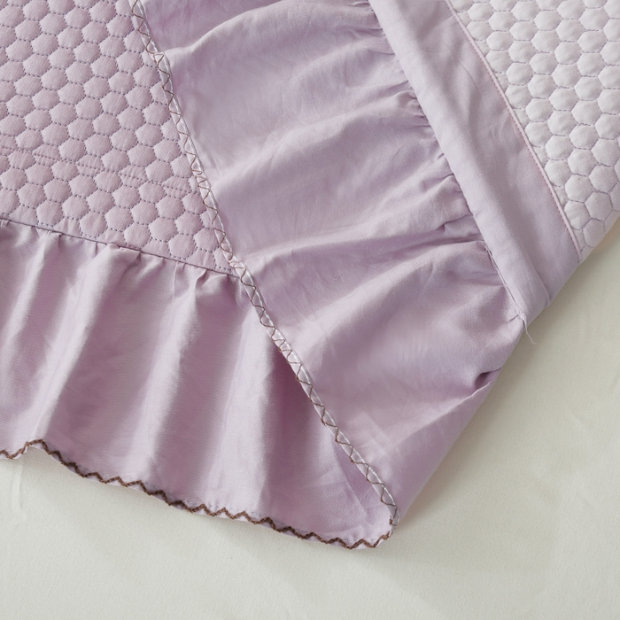 91家纺网 家纺一手货源 找家纺 OL家纺 2025新款全棉夹棉床盖三件套-欧花系列 茄花紫