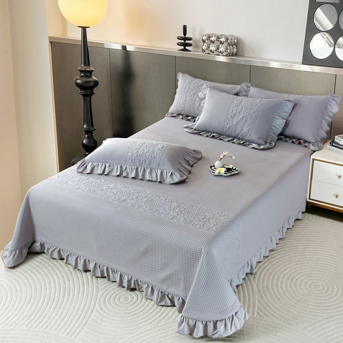 91家纺网 家纺一手货源 找家纺 （总）OL家纺 2025新款全棉夹棉床盖三件套-欧花系列