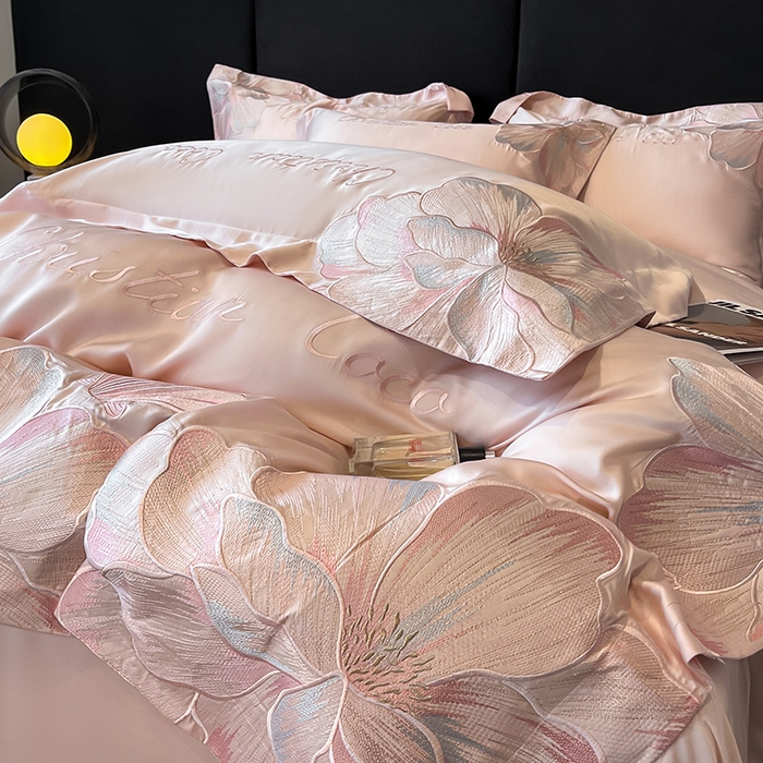 91家纺网 家纺一手货源 找家纺 置顶家纺 2025新款COCO小姐升级版水洗天丝四件套系列 COCO小姐升级版-玉粉