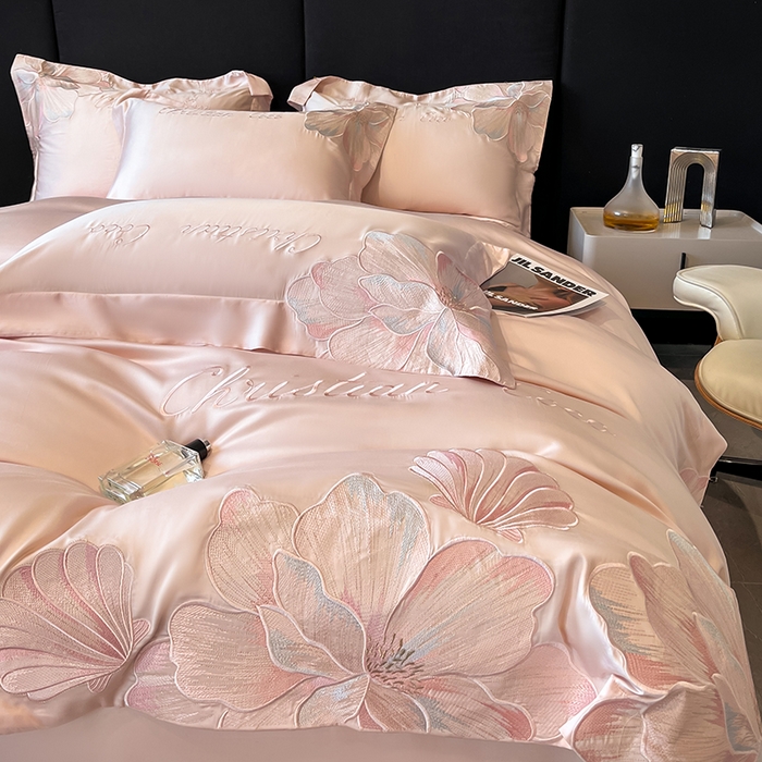 91家纺网 家纺一手货源 找家纺 置顶家纺 2025新款COCO小姐升级版水洗天丝四件套系列 COCO小姐升级版-玉粉