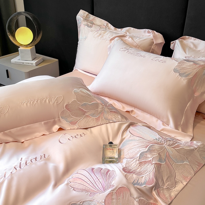 91家纺网 家纺一手货源 找家纺 置顶家纺 2025新款COCO小姐升级版水洗天丝四件套系列 COCO小姐升级版-玉粉