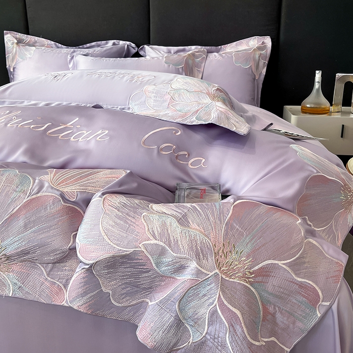 91家纺网 家纺一手货源 找家纺 置顶家纺 2025新款COCO小姐升级版水洗天丝四件套系列 COCO小姐升级版-香芋紫