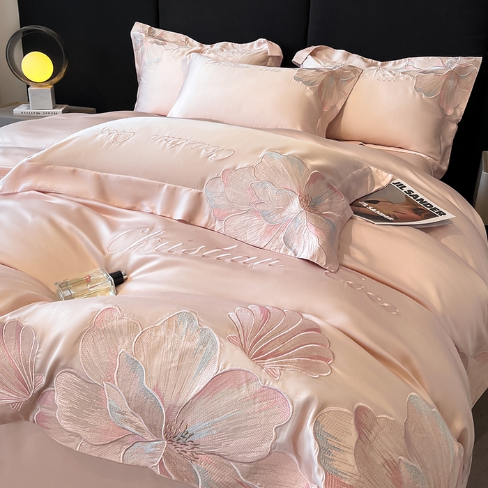 91家纺网 家纺一手货源 找家纺 置顶家纺 2025新款COCO小姐升级版水洗天丝四件套系列 COCO小姐升级版-玉粉