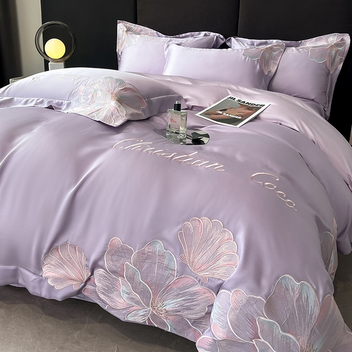 91家纺网 家纺一手货源 找家纺 置顶家纺 2025新款COCO小姐升级版水洗天丝四件套系列 COCO小姐升级版-香芋紫