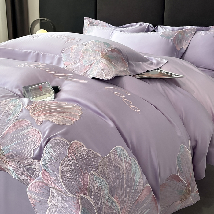 91家纺网 家纺一手货源 找家纺 置顶家纺 2025新款COCO小姐升级版水洗天丝四件套系列 COCO小姐升级版-香芋紫