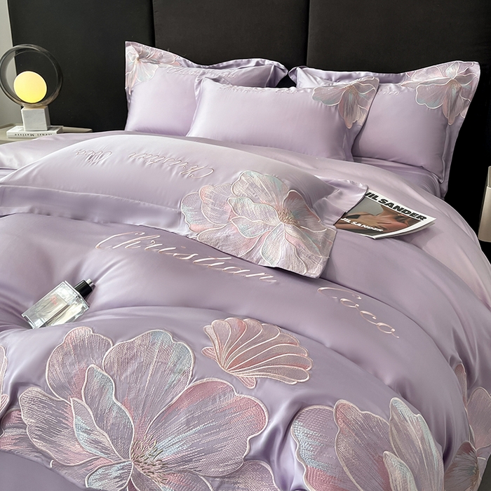 91家纺网 家纺一手货源 找家纺 置顶家纺 2025新款COCO小姐升级版水洗天丝四件套系列 COCO小姐升级版-香芋紫