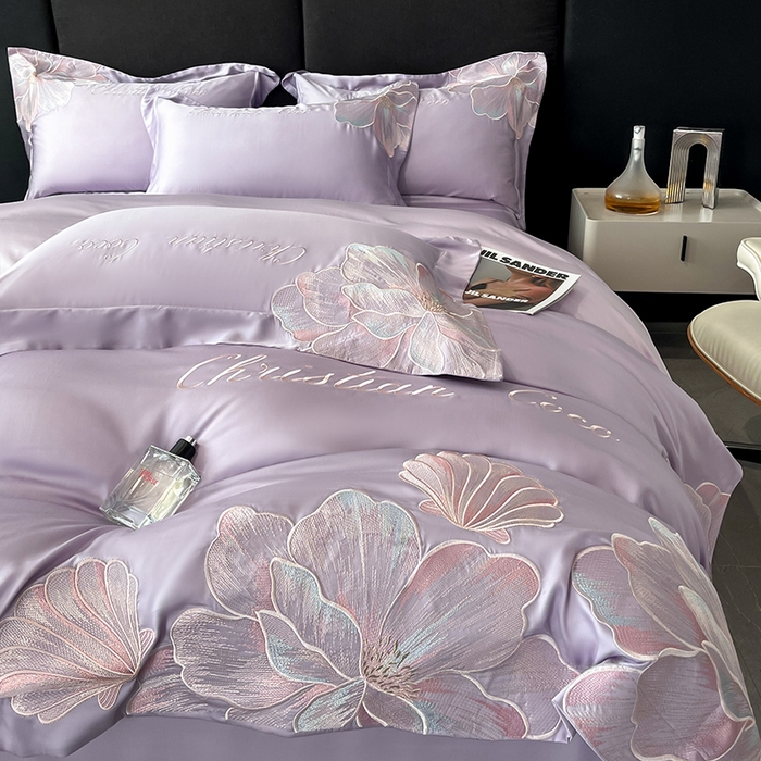 91家纺网 家纺一手货源 找家纺 置顶家纺 2025新款COCO小姐升级版水洗天丝四件套系列 COCO小姐升级版-香芋紫