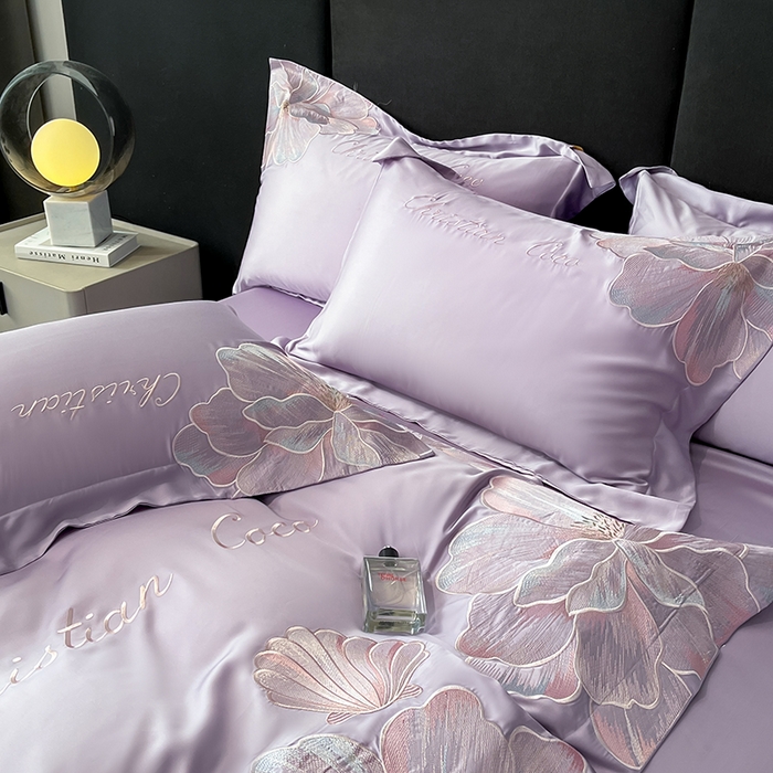 91家纺网 家纺一手货源 找家纺 置顶家纺 2025新款COCO小姐升级版水洗天丝四件套系列 COCO小姐升级版-香芋紫