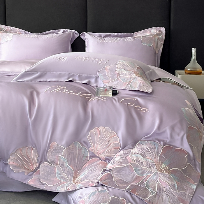 91家纺网 家纺一手货源 找家纺 置顶家纺 2025新款COCO小姐升级版水洗天丝四件套系列 COCO小姐升级版-香芋紫