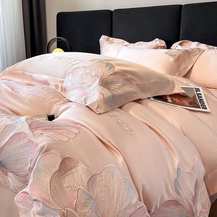 91家纺网 家纺一手货源 找家纺 置顶家纺 2025新款COCO小姐升级版水洗天丝四件套系列 COCO小姐升级版-玉粉